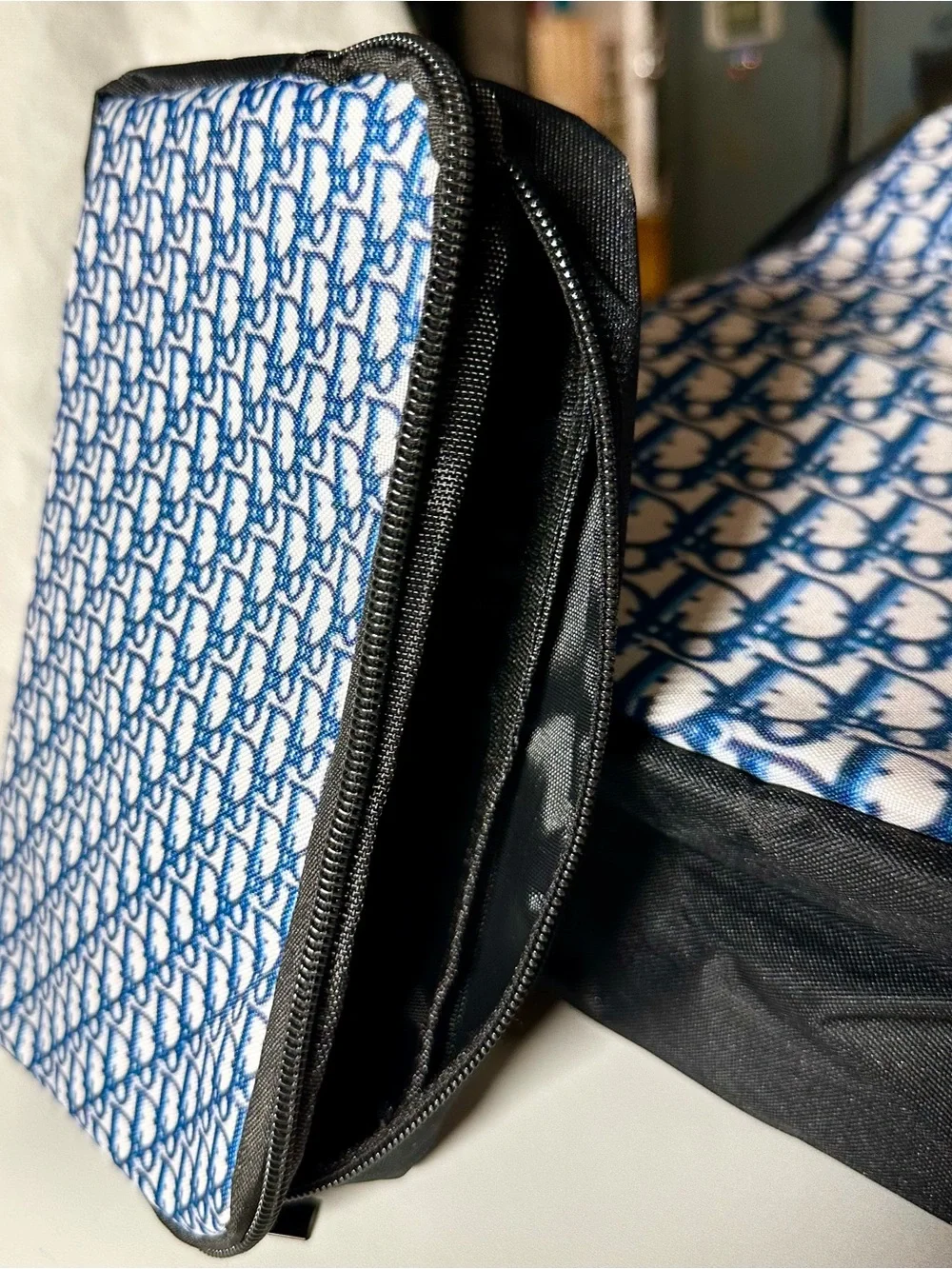 Designer-Inspired Blue Monogram Men’s Backpack & Pouch/Pencil case Set NWOT